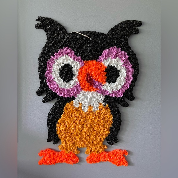 Vintage Large Popcorn Owl Retro Wall Decor Halloween - Picture 8 of 8